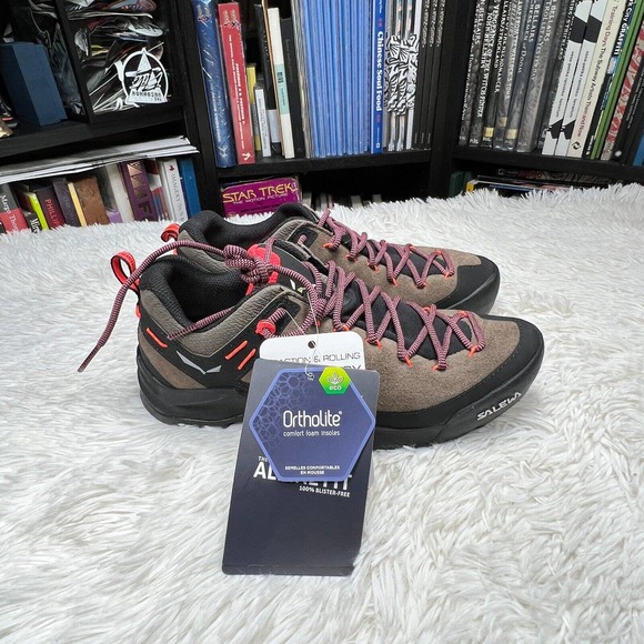 SALEWA WS WILDFIRE LEATHER SIZE 7.5 BUNGEE CORD BLACK - Picture 1 of 8